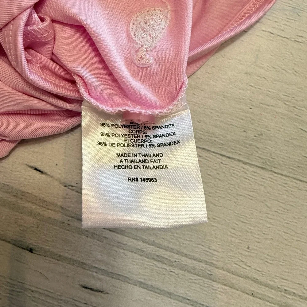 Turtles & Tees baby girls pink polo bodysuit monagramed 
